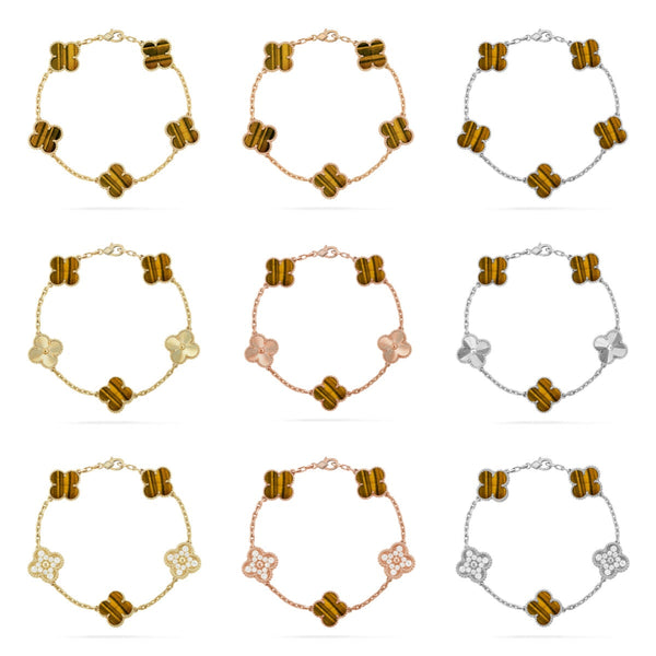 [⭐Aura ]New  CLOVER 5 MOTIFS TIGER EYE BRACELET COLLECTION