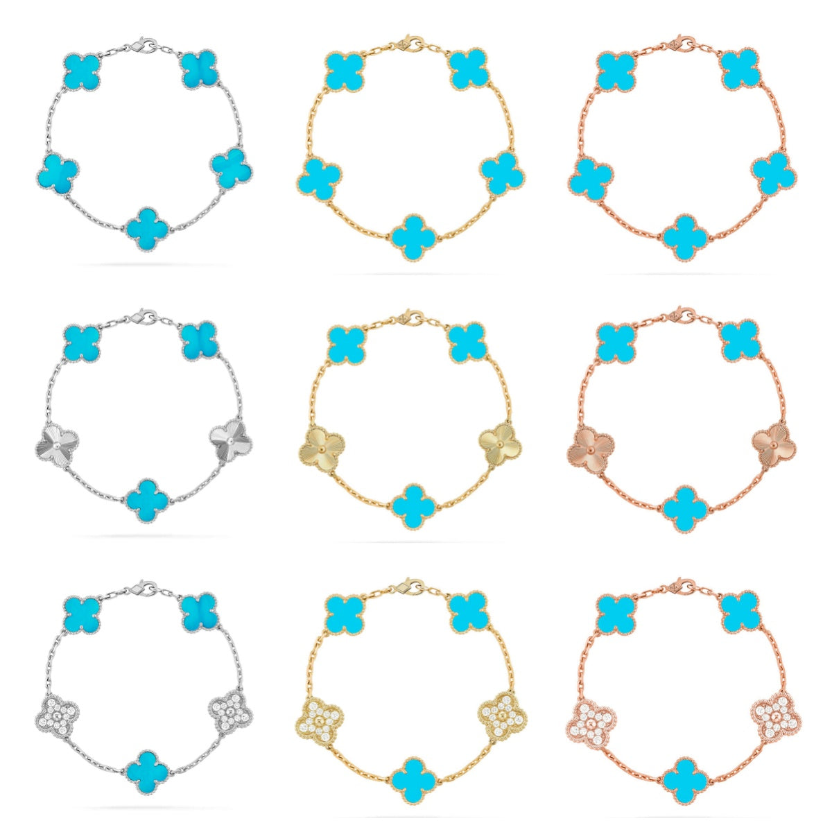[Aura ]New  CLOVER 5 MOTIF TURQUOISE BRACELET COLLECTION