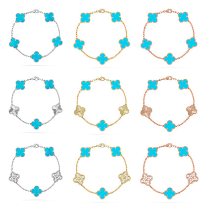[⭐Aura ]New  CLOVER 5 MOTIF TURQUOISE BRACELET COLLECTION