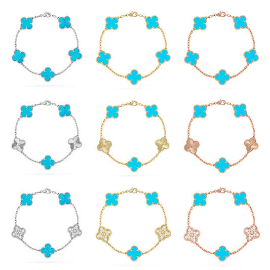 [⭐Aura ]New  CLOVER 5 MOTIF TURQUOISE BRACELET COLLECTION