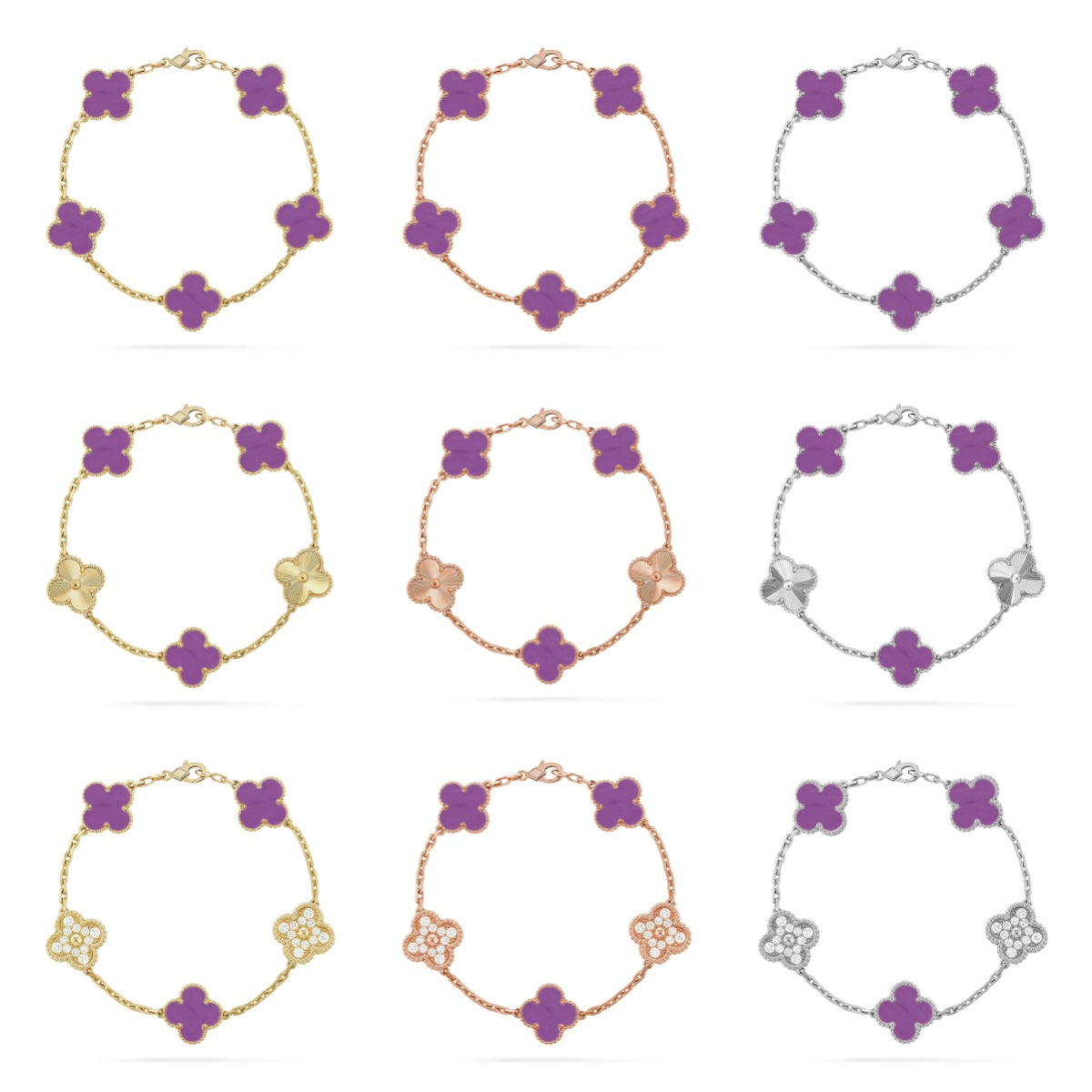 [Aura ]New  CLOVER 5 MOTIF VIOLET BRACELET COLLECTION