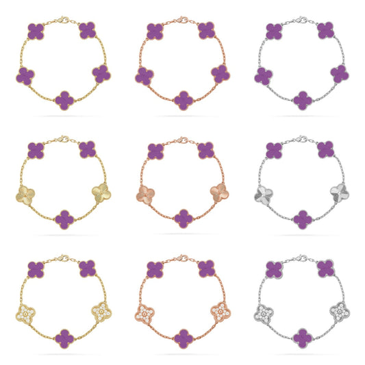 [⭐Aura ]New  CLOVER 5 MOTIF VIOLET BRACELET COLLECTION