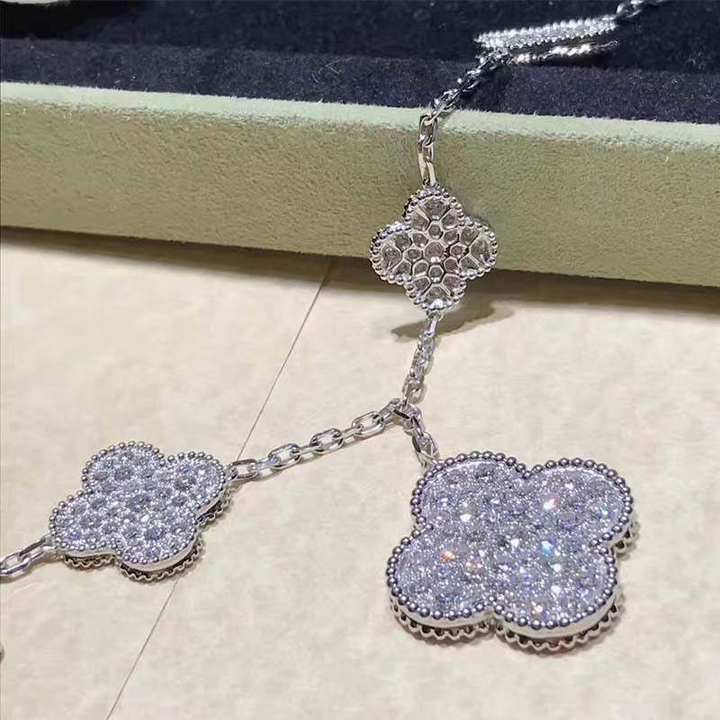 Aura CLOVER 6 MOTIFS SILVER DIAMOND BRACELET