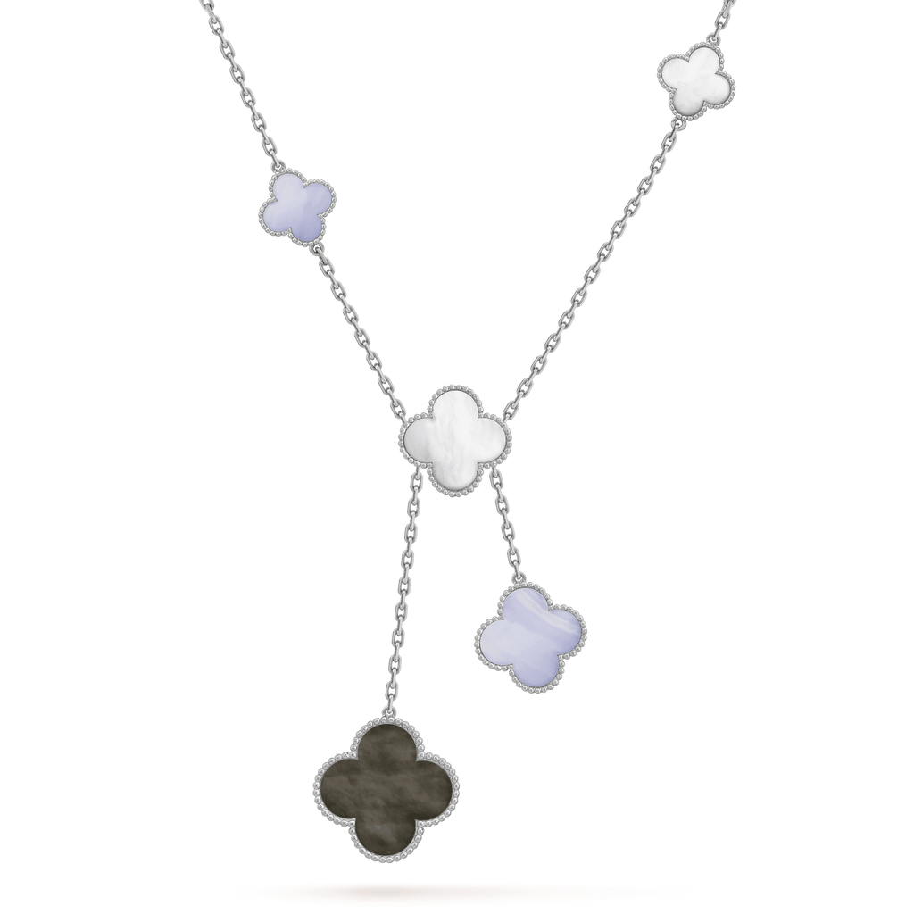 Aura CLOVER MOP CHALCEDON HALSKETTE SILBER 6 MOTIV