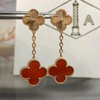 Aura CLOVER 2 MOTIF  LASER CARNELIAN EARRINGS
