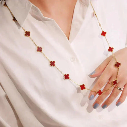 [⭐Aura ]CLOVER 20 MOTIFS CARNELIAN NECKLACE