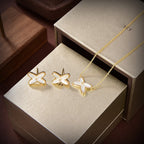 Aura JEUX DE WHITE MOP GOLD DIAMOND EARRINGS