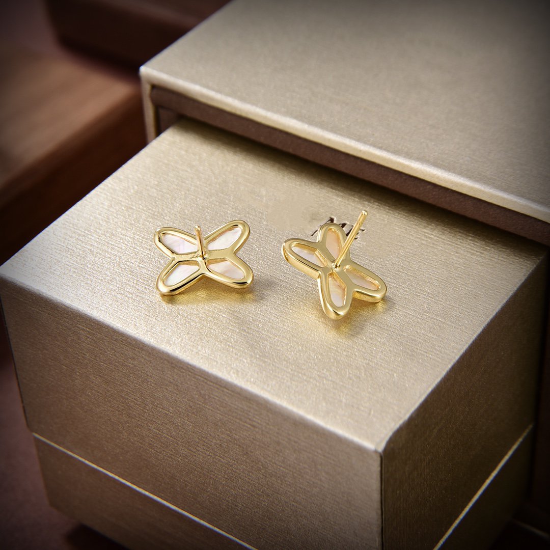 Aura JEUX DE WHITE MOP GOLD DIAMOND EARRINGS