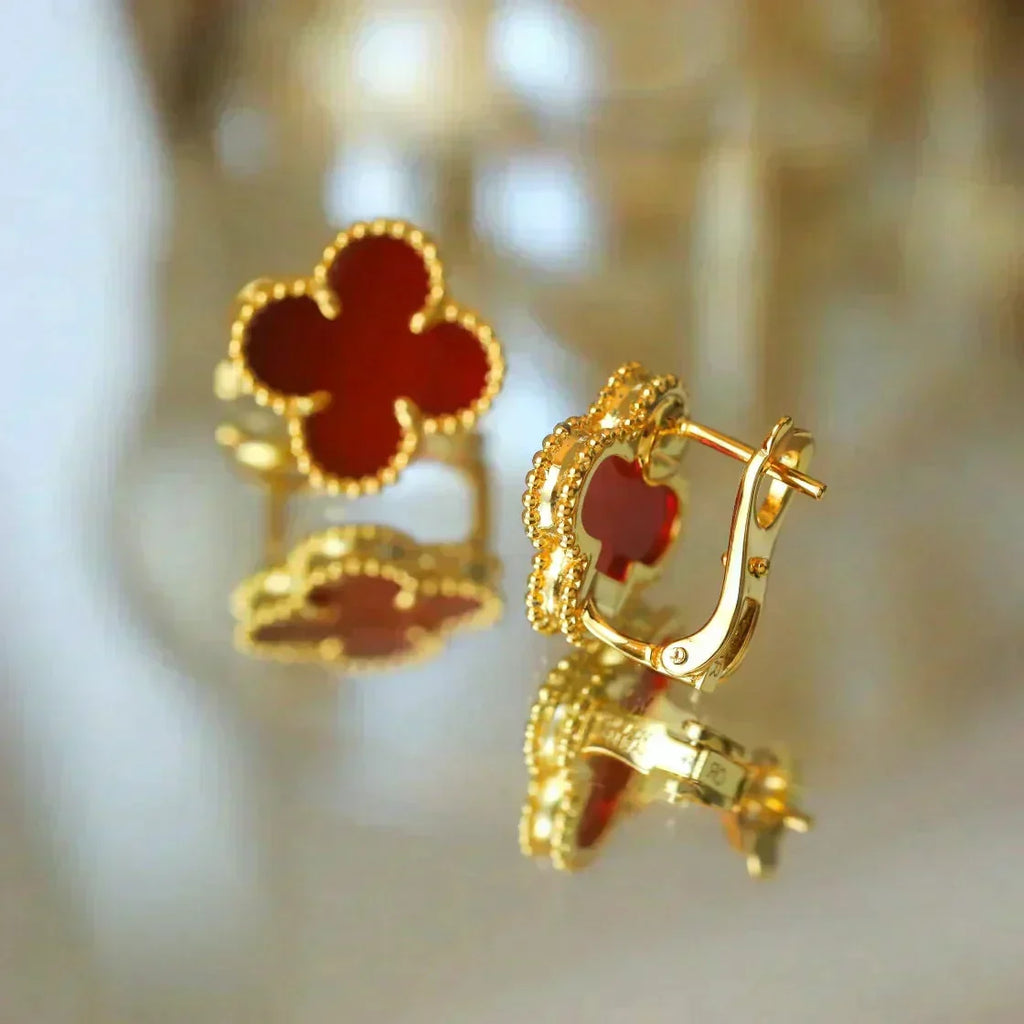 Aura CLOVER MEDIUM 1 MOTIFS CARNELIAN  EARRINGS