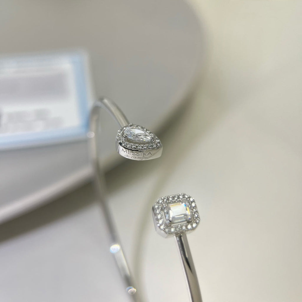 [Aura ] JONC FLEX MY TWIN TOI & MOI SILVER DIAMOND BRACELET