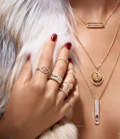[⭐Aura ]Aura  MOVE PM NECKLACE PINK GOLD DIAMOND