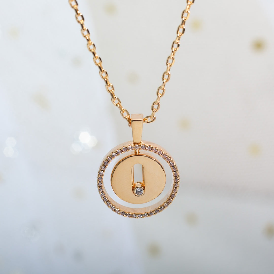 [⭐Aura ]Aura  MOVE PM NECKLACE PINK GOLD DIAMOND