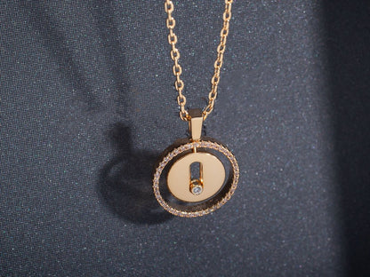 [⭐Aura ]Aura  MOVE PM NECKLACE PINK GOLD DIAMOND