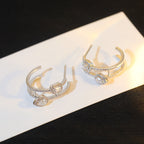 [Aura ] CREOLES MY TWIN 2 RANGS SILVER DIAMOND EARRINGS
