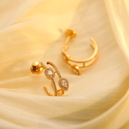 [⭐Aura ]CREOLES MY TWIN 2 RANGS SILVER DIAMOND EARRINGS
