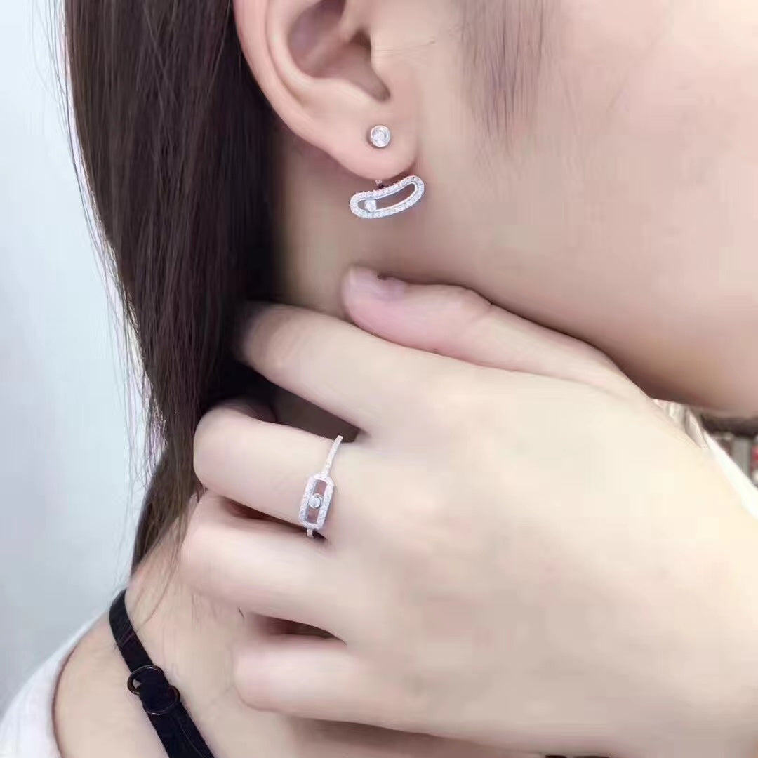 [Aura ] MOVE UNO SILVER DIAMOND EARRINGS