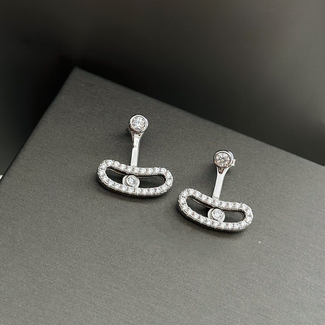 [Aura ] MOVE UNO SILVER DIAMOND EARRINGS