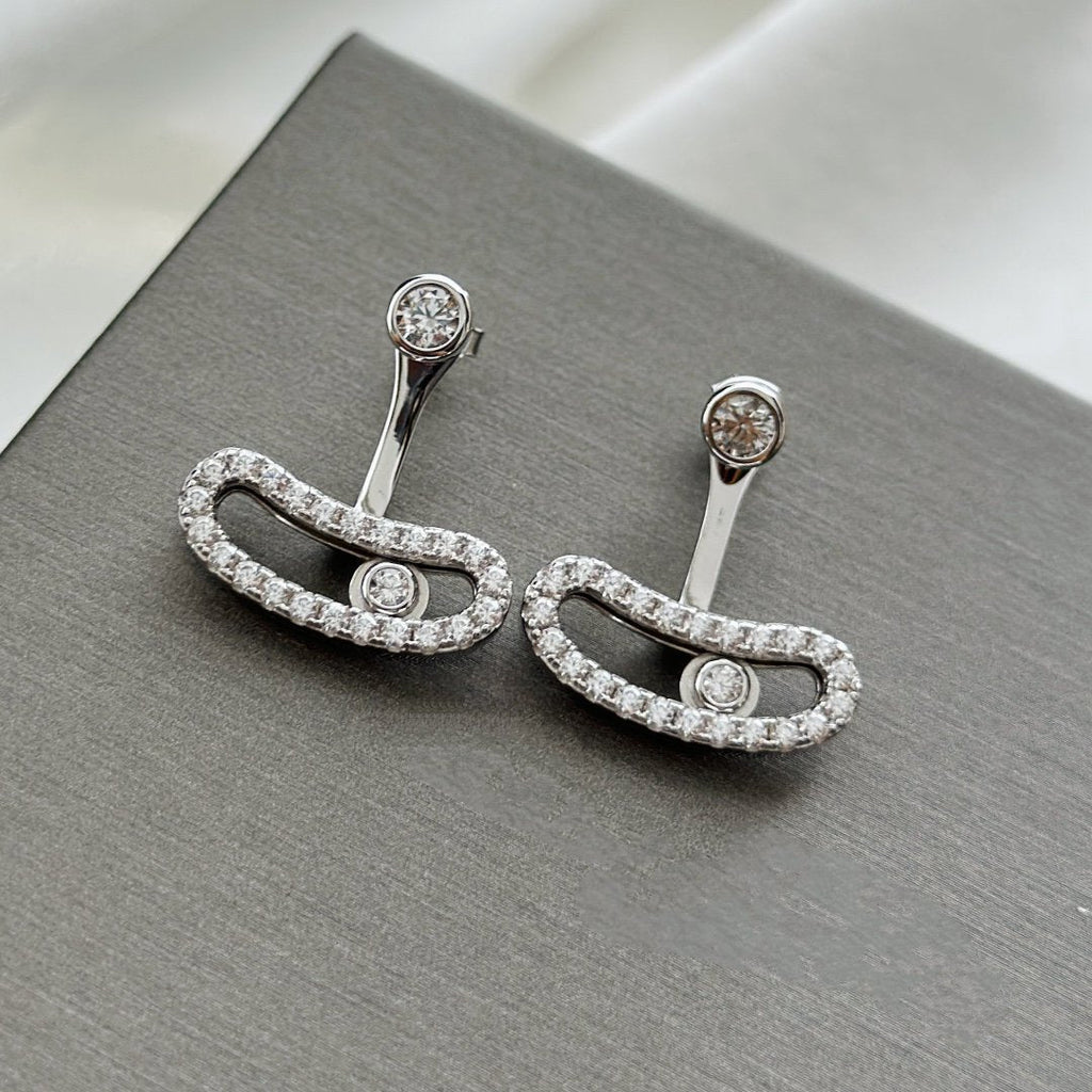 [Aura ] MOVE UNO SILVER DIAMOND EARRINGS