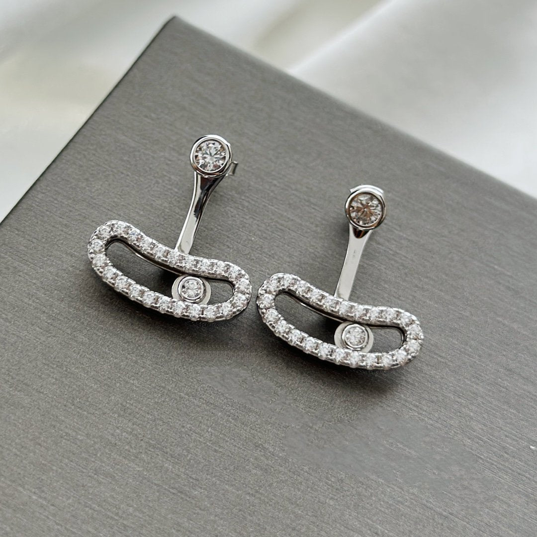 [Aura ] MOVE UNO SILVER DIAMOND EARRINGS