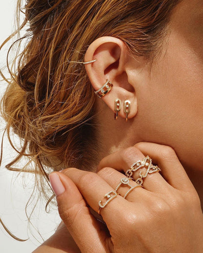[⭐Aura ]CREOLES MOVE UNO MINI 1 DIAMOND EARRINGS