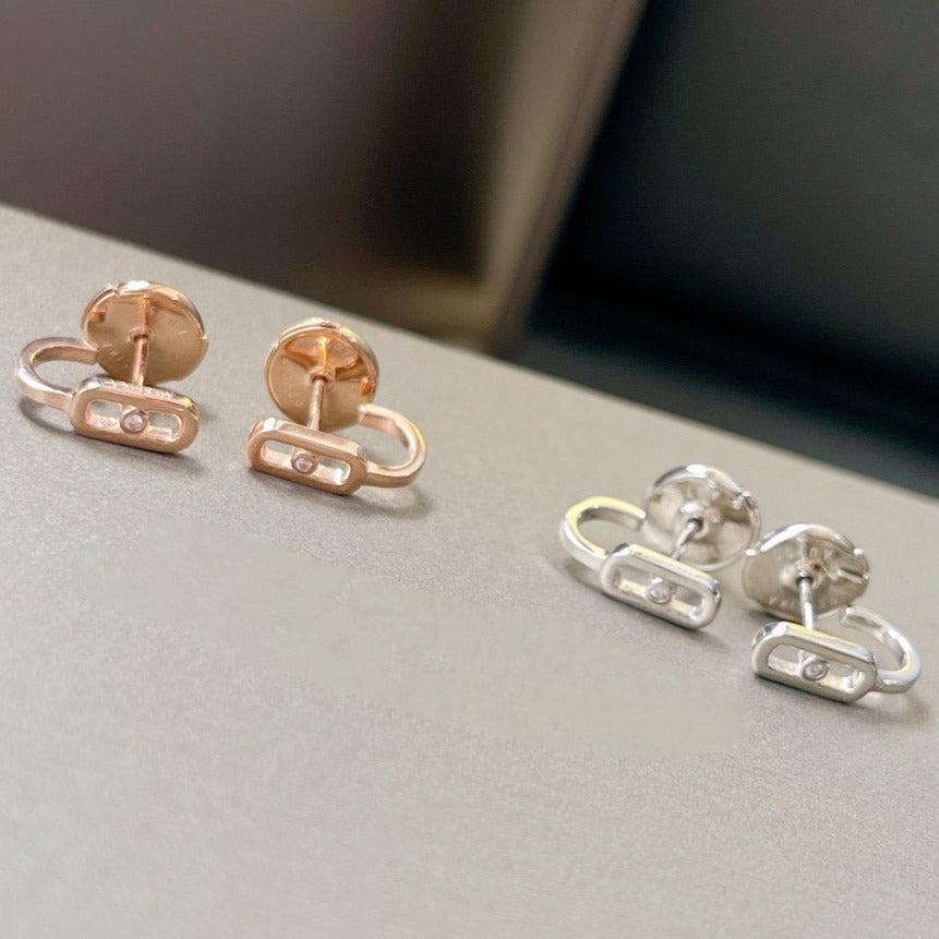 [Aura ] CREOLES MOVE UNO MINI 1 DIAMOND EARRINGS