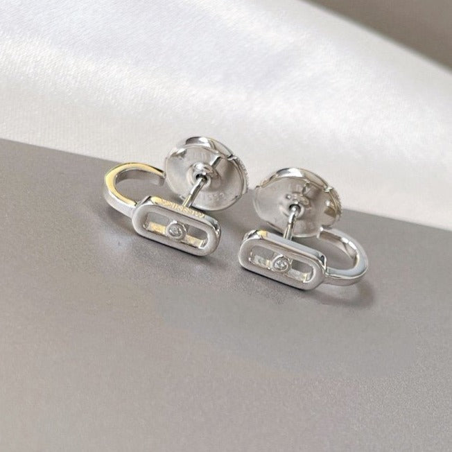 [Aura ] CREOLES MOVE UNO MINI 1 DIAMOND EARRINGS