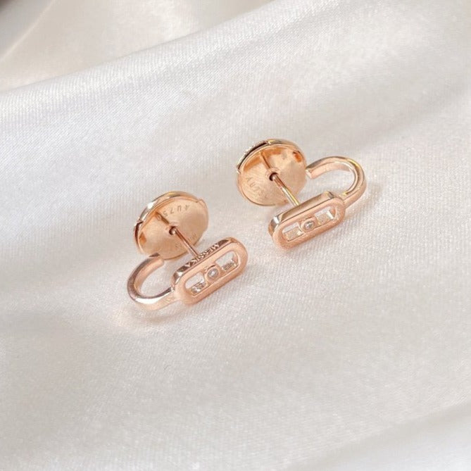 [Aura ] CREOLES MOVE UNO MINI 1 DIAMOND EARRINGS