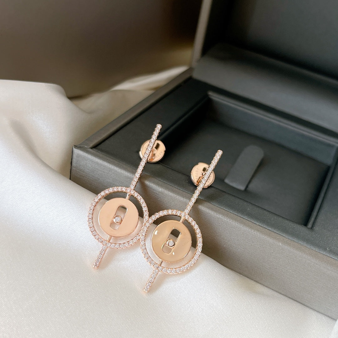 [Aura ]  MOVE ARROW PINK GOLD DIAMOND EARRINGS