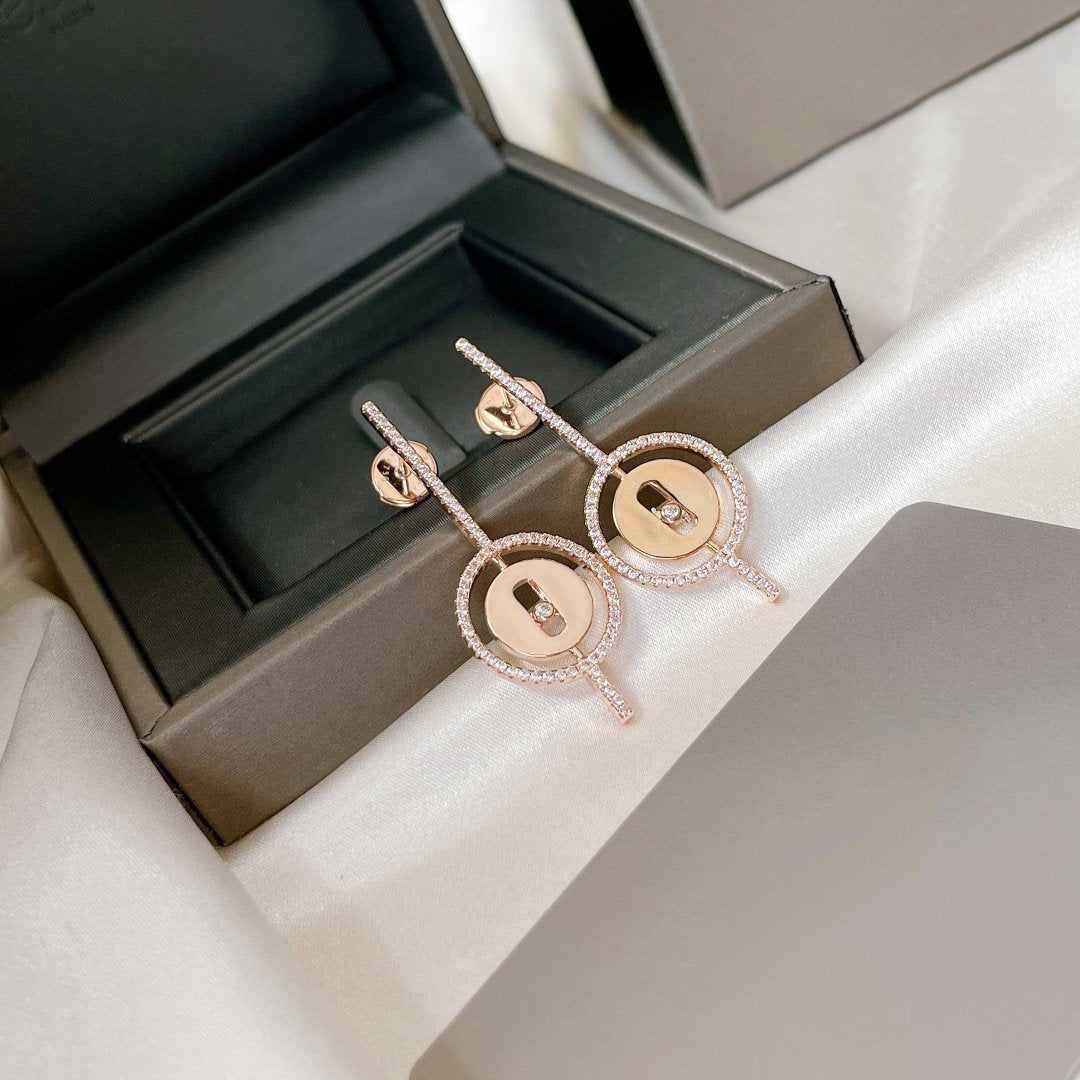 [⭐Aura ]MOVE ARROW PINK GOLD DIAMOND EARRINGS