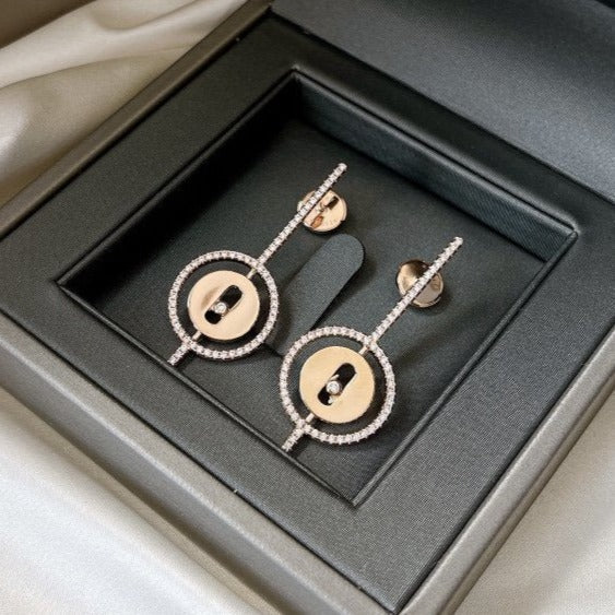 [Aura ]  MOVE ARROW PINK GOLD DIAMOND EARRINGS