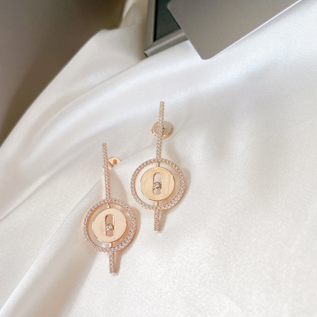 [Aura ]  MOVE ARROW PINK GOLD DIAMOND EARRINGS