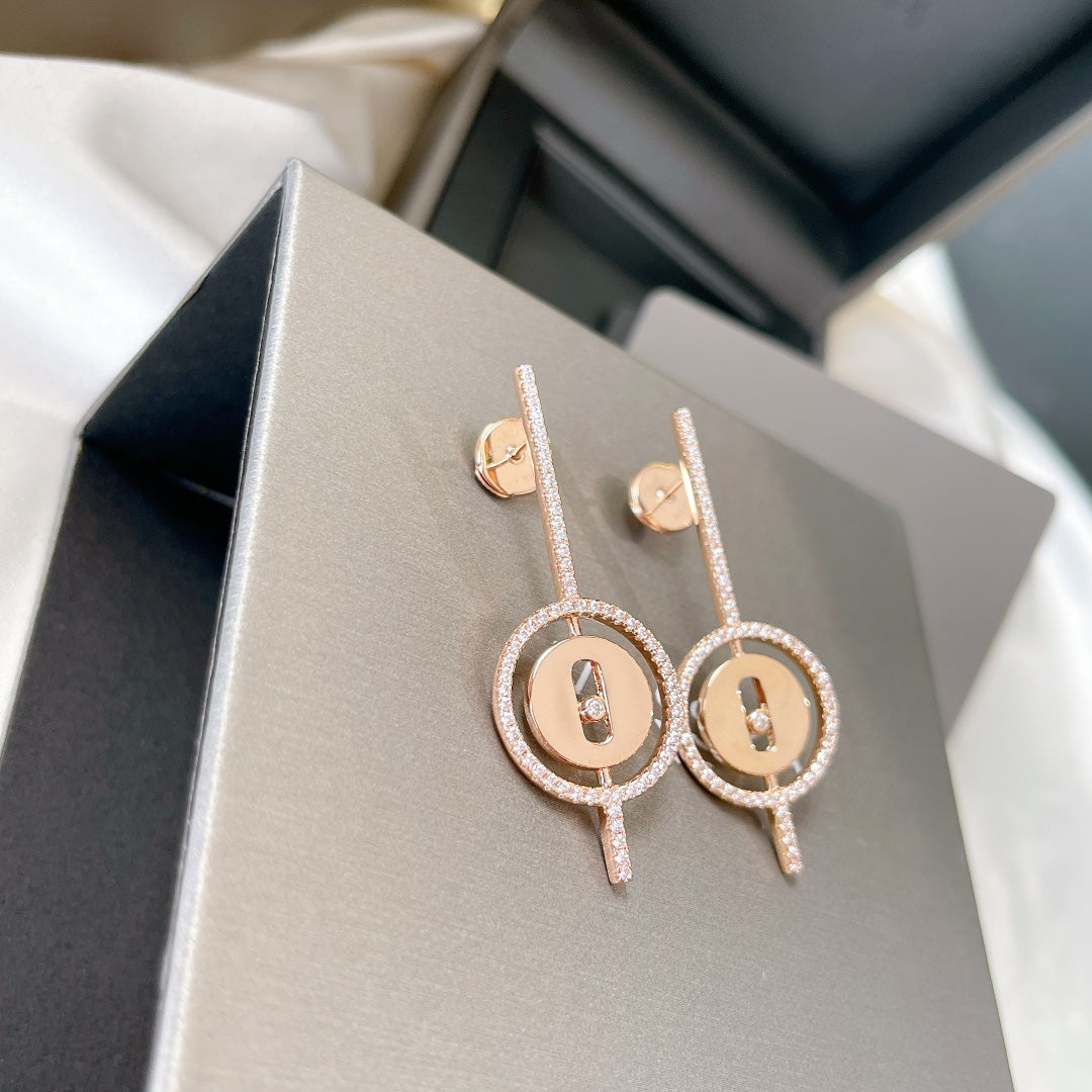 [Aura ]  MOVE ARROW PINK GOLD DIAMOND EARRINGS