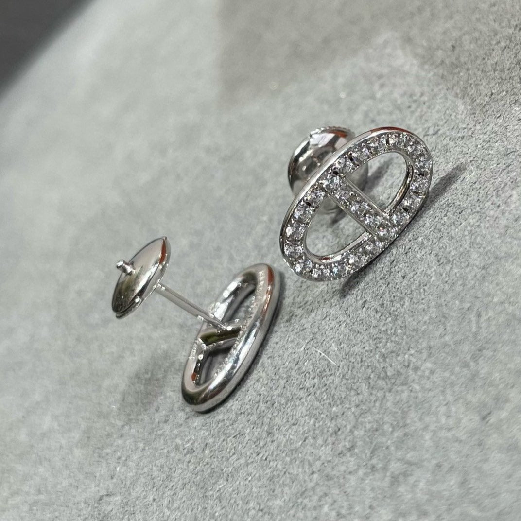 [⭐Aura ]HM FULL DIAMOND PIG NOSE STUD EARRINGS
