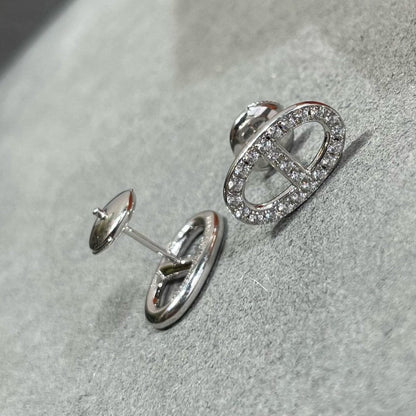 [⭐Aura ]HM FULL DIAMOND PIG NOSE STUD EARRINGS