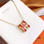 Aura HM CLIC ROTE EMAIL-GOLDHALSKETTE
