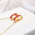 Aura HM CLIC ROTE EMAIL-GOLDHALSKETTE