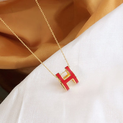 [⭐Aura ]HM CLIC RED ENAMEL GOLD NECKLACE