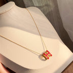 Aura HM CLIC ROTE EMAIL-GOLDHALSKETTE