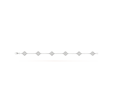 [⭐Aura ]CLOVER 6 MOTIF SILVER DIAMOND BRACELET