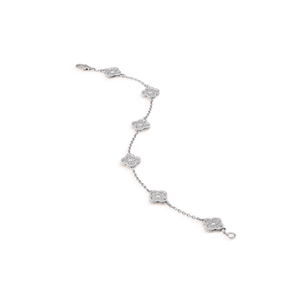 [⭐Aura ]CLOVER 6 MOTIF SILVER DIAMOND BRACELET