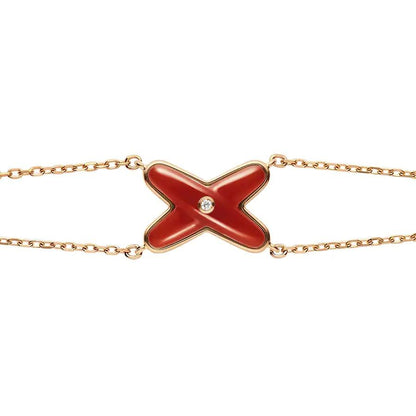 [⭐Aura ]JEUX BRACELET CARNELIAN PINK GOLD 1 DIAMOND