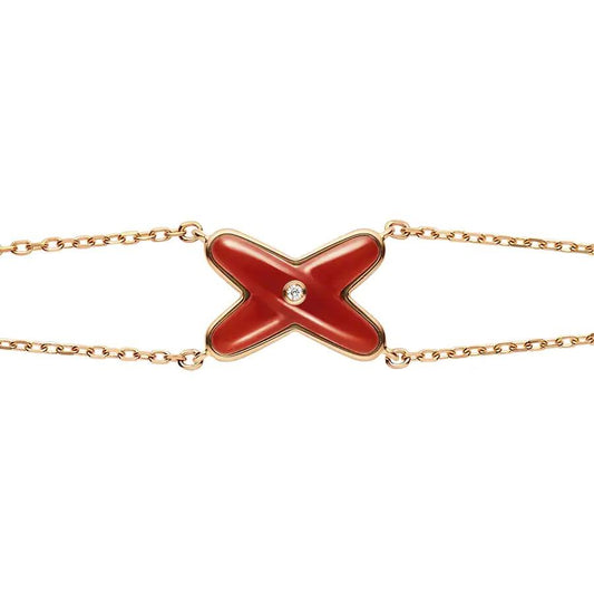 [⭐Aura ]JEUX BRACELET CARNELIAN PINK GOLD 1 DIAMOND
