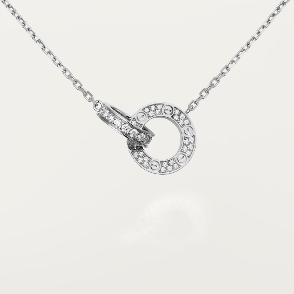 Aura LOVE 7.6MM NECKLACE ROSE GOLD AND SILVER  FULL DIAMOND