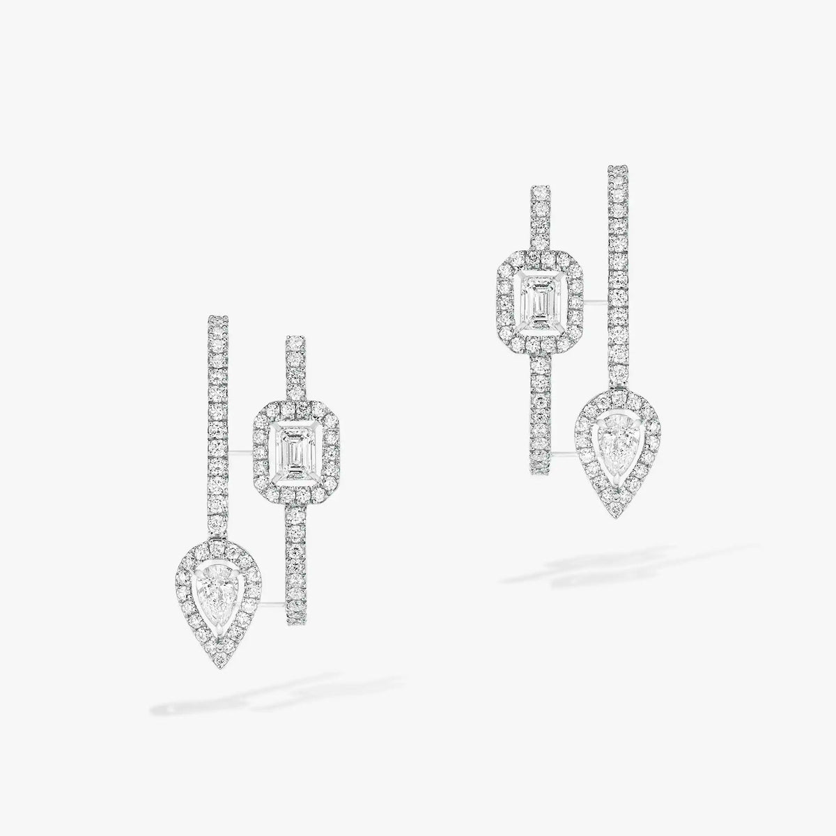[⭐Aura ]CREOLES MY TWIN 2 RANGS SILVER DIAMOND EARRINGS
