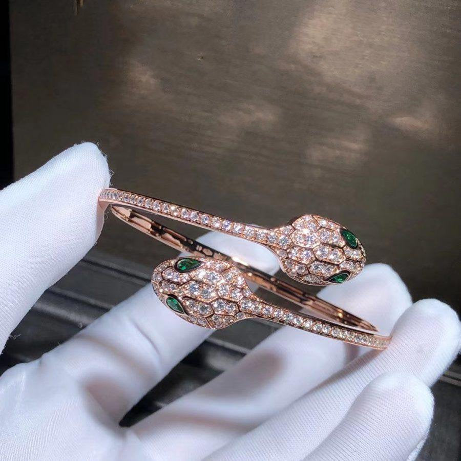 [⭐Veya]SERPENTI ARMBAND ROSÉGOLD MALACHIT DIAMANT DOPPELSCHLANGE