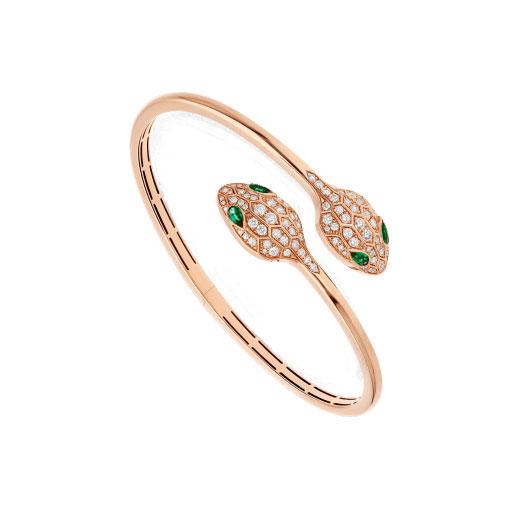 [⭐Veya]SERPENTI ARMBAND ROSÉGOLD MALACHIT DIAMANT DOPPELSCHLANGE