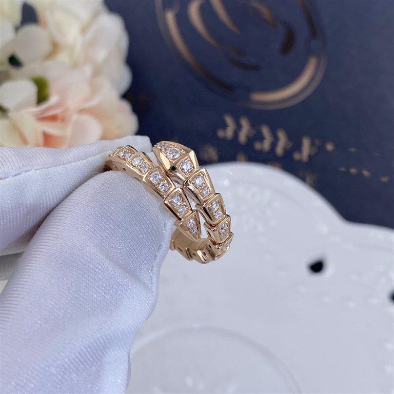 [⭐DORISW]SERPENTI RING PINK GOLD DIAMOND PAVED 4MM