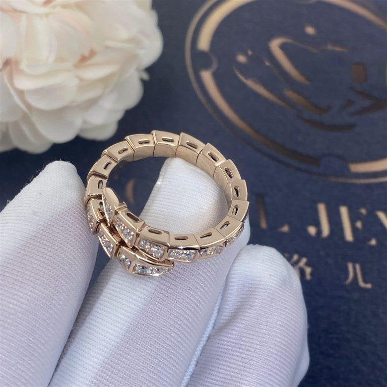[⭐DORISW]SERPENTI RING PINK GOLD DIAMOND PAVED 4MM