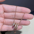 [⭐DORISW]SERPENTI PINK GOLD NECKLACE DOUBLE RING DIAMOND