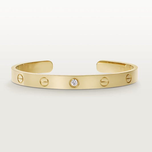 [⭐Aura ]LOVE BRACELET 6.1MM 1 DIAMOND OPEN CUFF